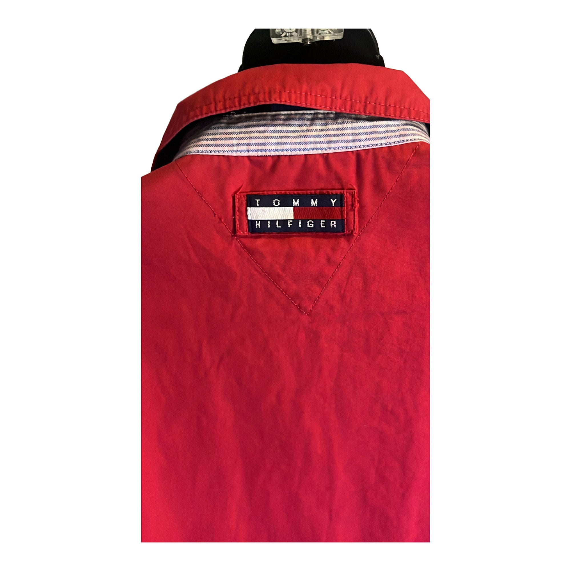 Vintage 90s-00s Red Tommy Hilfiger Harrington Jacket with Crest Logo Size Large